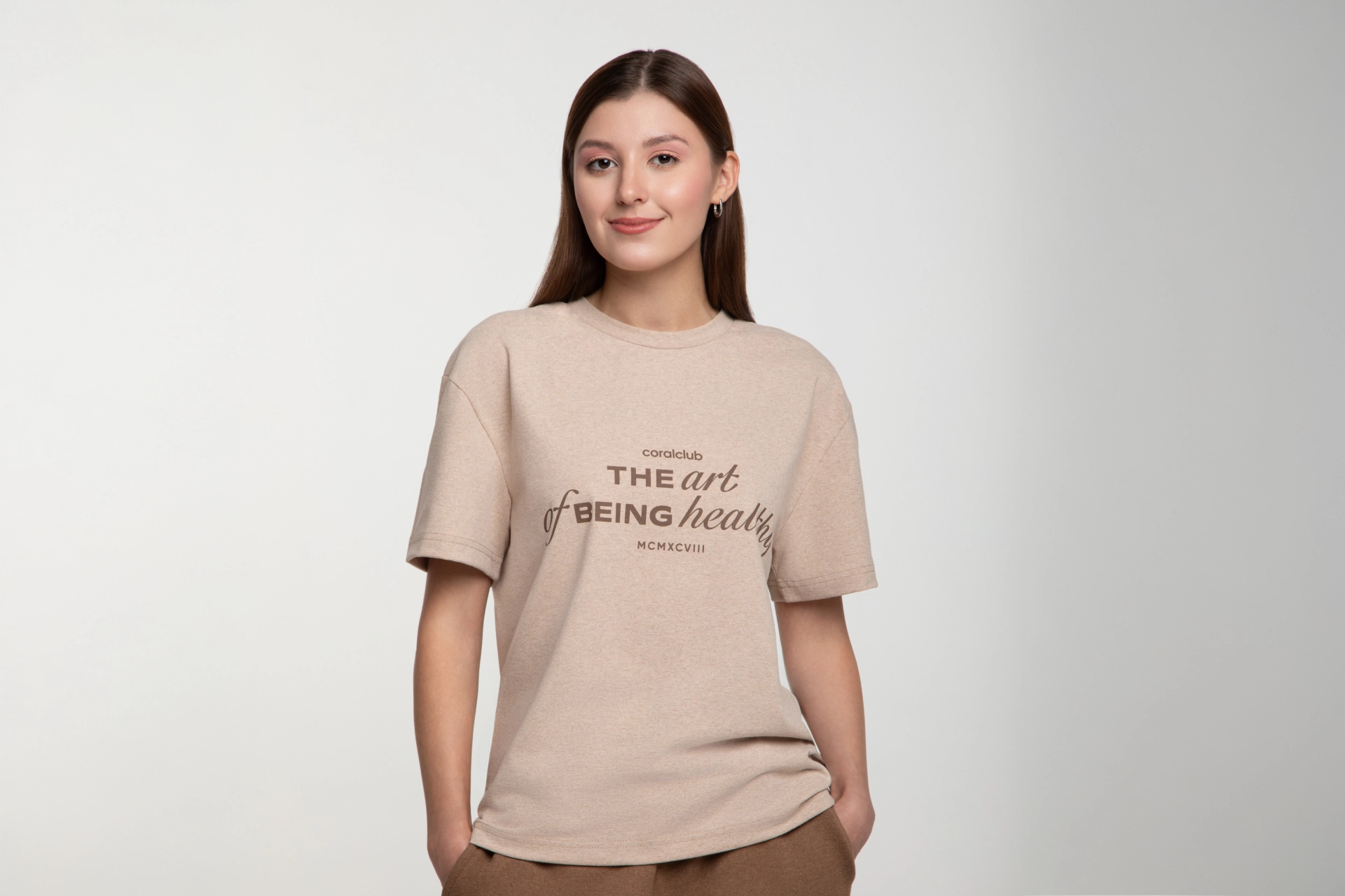 Unisex-T-Shirt, gerader Schnitt, beige